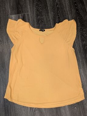 Rouge Helium Flutter Sleeve Keyhole Top - Mustard Yellow